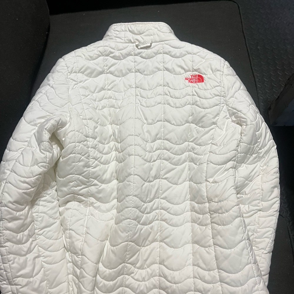 The North Face White Quilted Jacket with Red Logo